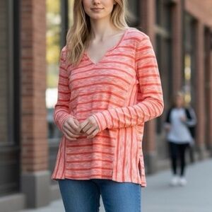 Anthropologie Postmark Tunic Top Shirt Blouse Size XS/S Coral Orange Pullover